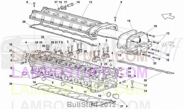 2008 Lamborghini MURCIELAGO LP 640 COUPE CANADA RIGHT CYLINDER HEAD AND COVER (103.03.00)